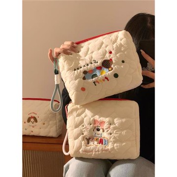 可愛小狗手提化妝包女便攜大容量護膚品刷子收納袋旅行外出洗漱包