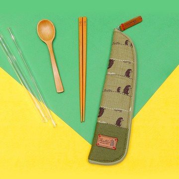 獨創布花餐具袋::抹茶綠(漫步一線間)環保餐具/減塑/畢業季