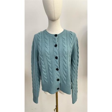 H4001-F05 G08 秋冬新款絨羊毛混紡拉夫麻花氣質圓領女開衫