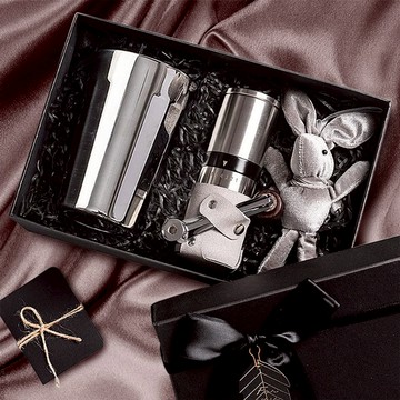 棱角保溫杯咖啡二件禮盒組(棱角保溫杯460ml-共3色/咖啡磨2.0) 銀