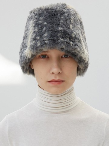 Faux Fur Lampshade Hat_Grey