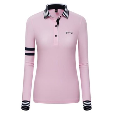 新品高爾夫服裝長袖T恤女士球服高爾夫韓版長袖poolo衫上衣粉色
