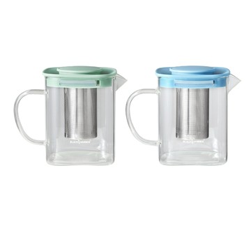 【Black HAMMER 官方直營】冷熱兩用耐熱玻璃方形泡茶壺(附濾網)800ml/辦公杯 濾茶