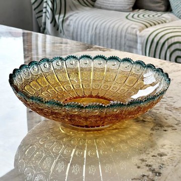 新款創意水晶玻璃水果盤客廳高顏值果盤大號放茶幾果盆輕奢家用