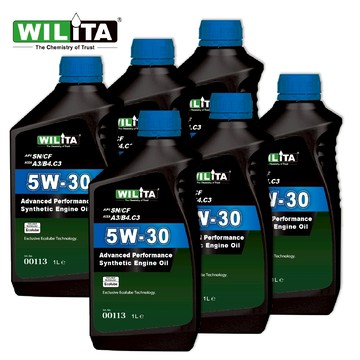 全新升級【WILITA 威力特】5W30高性能全合成機油6入組(適汽油車、柴油車)最佳規格 臺灣氣候 & 駕駛環境