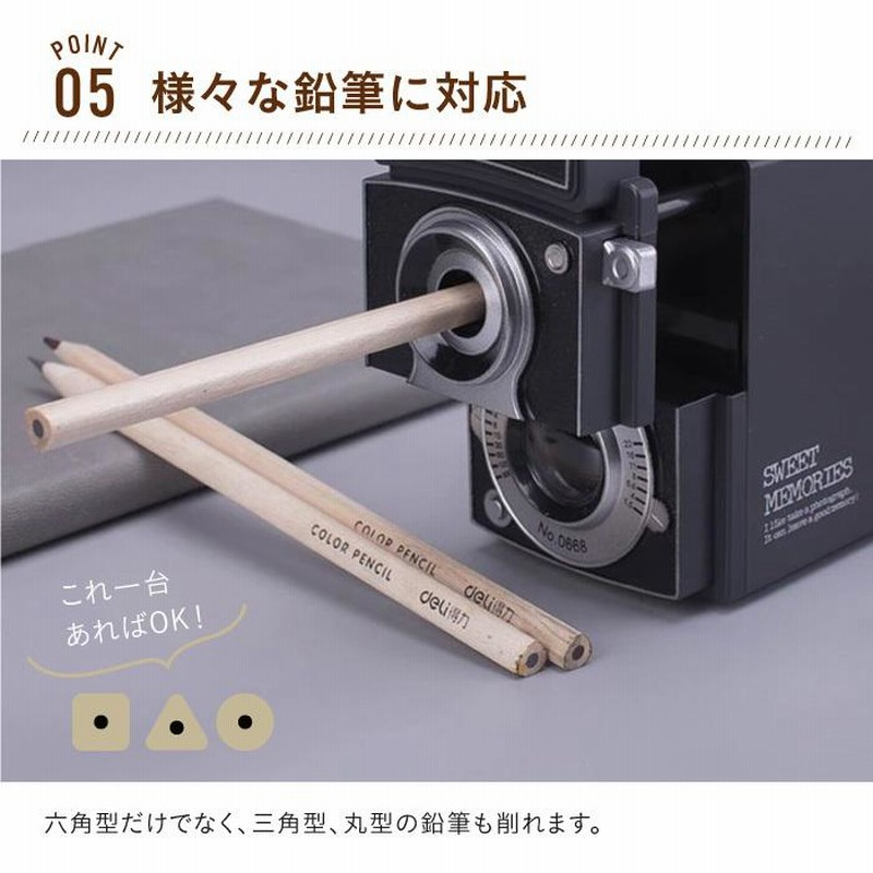 鉛筆削り 手動 えんぴつ削り カメラ 手動式 えんぴつけずり かわいい おしゃれ 調整機能付き 鉛筆 人気 レトロ オフィス 子供部屋 プレゼント ギフト 通販 Lineポイント最大get Lineショッピング