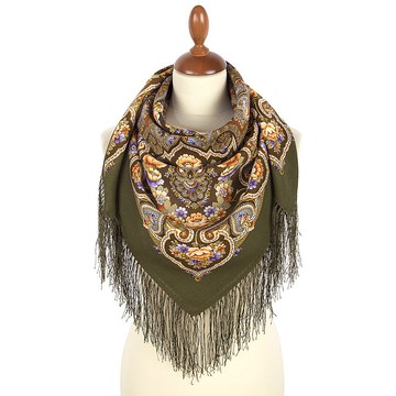 正宗 Pavlovo Posad 俄羅斯披肩圍巾 柔軟100% 羊毛 89x89 公分 2003-9