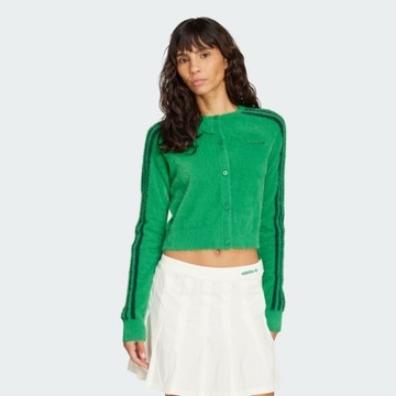 Adidas 愛迪達 Fluffy Cardigan JW5177 女 外套 夾克 休閒穿搭 運動外套 綠 黑 亞版