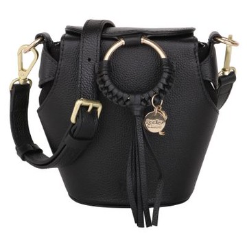 See by Chloe- joan 編織環皮革斜背水桶包(黑色)小款