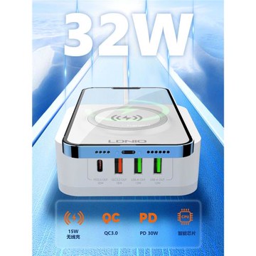 多口USB插頭桌面無線充電器智能五合一多功能手機平板通用PD30W+QC3.0超級快充適用于蘋果12/13/14/15充電頭
