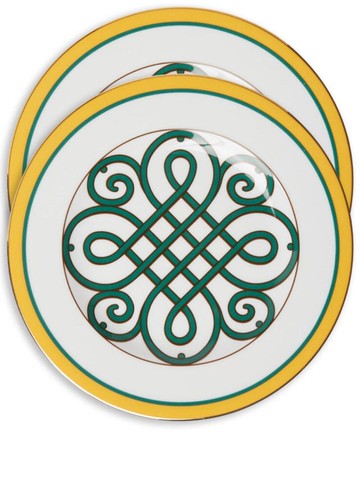 La DoubleJ - Cortile dinner plates (set of two) - unisex - Porcelain/18kt Gold - One Size - White