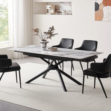 MUNA家居  J8054型6.6尺岩板拉合餐桌/不含椅   200X90X75cm