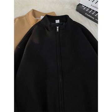 毛呢外套男春秋潮牌ins韓版立領飛行員夾克潮流寬松純色痞帥上衣