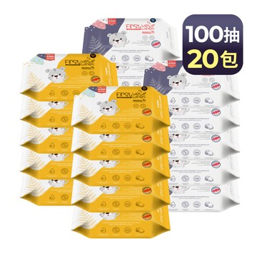 MOTHER-K - 自然純淨嬰幼兒濕紙巾-基本款100抽-20包組