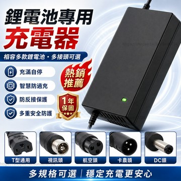 🔥台灣出貨🔥48V36V60V24V72V鋰電池電動車充電器 滑板車平衡車通用快充電源適配器 工業級智能充電器