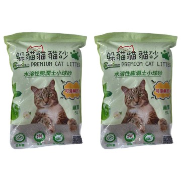 躲貓貓 水溶性膨潤土小球砂 蘋果 5L 低粉塵 除臭  2袋