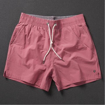 沙灘褲男速干可下水夏季海邊游泳溫泉褲寬松純色運動透氣三分短褲