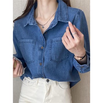 牛仔外套女2025春秋新款復古疊穿內搭襯衫休閑時尚寬松牛仔衣外穿