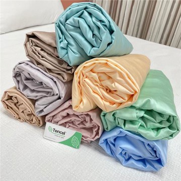 進口蘭精天絲床笠單件夏季絲滑裸睡純色冰絲床罩外貿床墊保護套罩