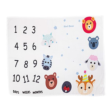 Kori Deer 可莉鹿 嬰兒成長紀錄萬用透氣竹纖維雙層紗布包巾 柔軟親膚  可愛動物 白色