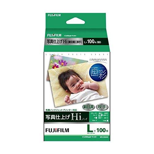 （まとめ） 富士フィルム FUJI 画彩 写真仕上げHi〔絹目調〕 L判 WPL100HIC 1冊（100枚） 〔×4セット〕