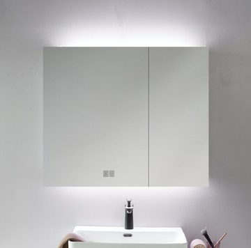 70*80*13cm 智能鏡櫃 太空鋁掛帶led燈鏡箱 除霧鏡櫃 簡約掛墻式鏡面櫃衛浴化妝鏡收納櫃
