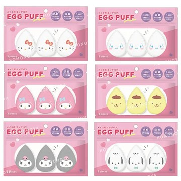 小禮堂 Sanrio 三麗鷗 乾濕兩用美妝蛋 三入組 (大臉款) Kitty 美樂蒂 酷洛米 布丁狗