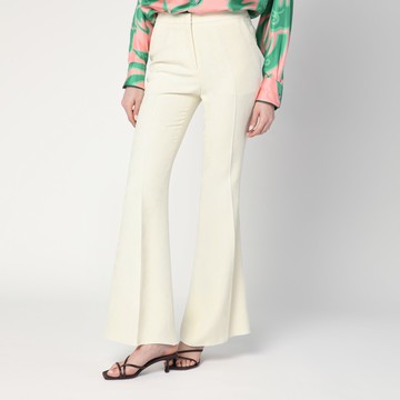 Flared trousers in ivory viscose