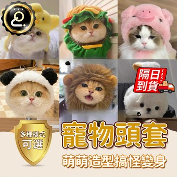寵物絨毛頭套 多種樣式可選 寵物變裝 搞怪頭套 貓頭套 小熊兔子 寵物網紅頭套 獅子頭套帽子 貓帽子 QJ2840