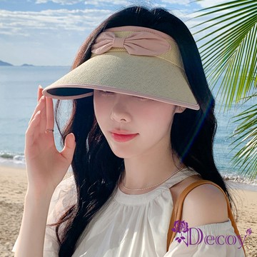 【Decoy】氣質蝴蝶結＊棉麻防曬空頂遮陽帽/顏色可選