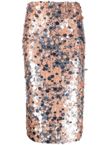 P.A.R.O.S.H. - pailette-embellished midi skirt - women - PVC/Polyamide/Elastane/Polyamide/Elastane - M - Silver