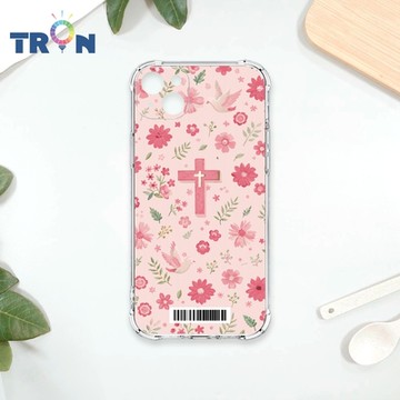 TRON IPhone 14 PLUS 十字架粉色系 四角防摔載具殼 軟殼 手機殼