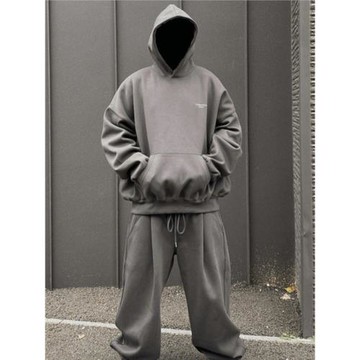 Undermycar刺繡小標LOGO毛圈衛衣潮流休閑寬松高街vibe情侶連帽衫