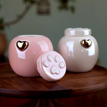 心相連爪印寵物骨灰盒 防潮圓滿罐 貓咪狗狗去世火化紀念善后殯葬 d8012