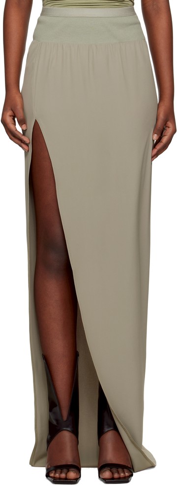 Rick Owens 绿色 Hollywood Cocoon Crepe Slit 半身裙