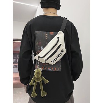 ins潮牌胸包男斜挎包運動單肩小背包女學生時尚百搭帆布手機腰包