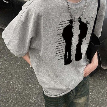 美式高街短袖t恤男正肩oversize寬鬆衣服國潮牌重磅純棉半袖上衣素面 寬短 boxy 寬短T 短版T 寬短素T 寬鬆