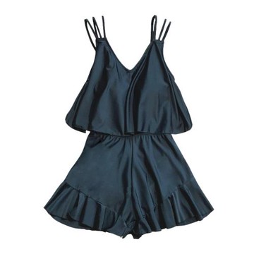 舒適無鋼圈遮肉游泳衣 歐美加大碼連體大碼顯瘦褲裙款大胸泳裝女