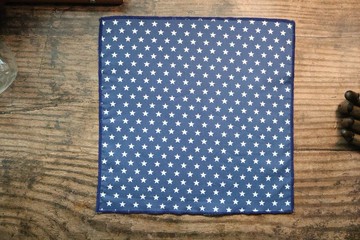 蓝色星星口袋巾英伦风百搭手帕丝巾