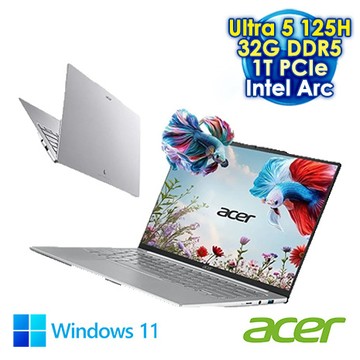 ACER Swift Air SFA14-71M 14吋AI輕薄筆電 (2.8K OLED/Intel Core Ultra 5 125H/32G DDR5/1T PCIe SSD