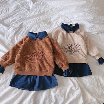 清價25元 請提前收藏加購 女童翻領假兩件衛衣1入