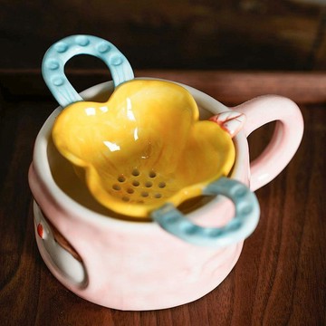 創意陶瓷花形茶濾茶漏器茶具