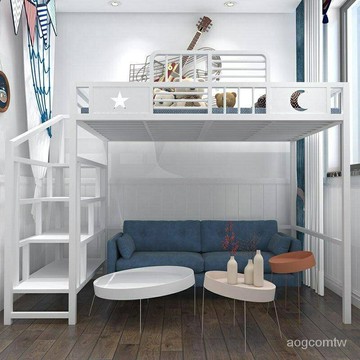 ??快速出貨?? 附發票 小戶型 樓閣床 省空間 高架床 多功能 學生 宿舍 鐵藝床架 上下床 鐵架床 北歐床架  JCcnVh