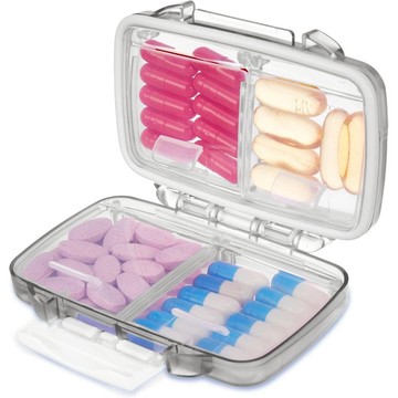 樺峰國際💊臺灣現貨💊4格便攜式藥盒(兩入裝) 防潮小型藥盒附標籤 雙重鎖扣設計旅行藥盒 口袋型