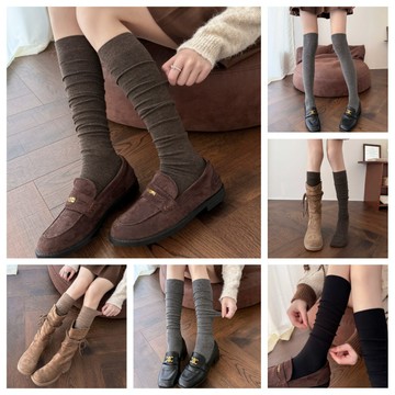 🧜‍♀️H系列🍁店主推薦🍀左右襪業 “溫柔穿搭"過膝羊毛襪美拉德復古堆堆襪女秋冬保暖慵懶小腿襪現貨精品