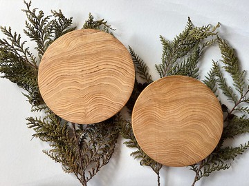 台灣黃檜瑪莎花木紋圓形杯墊-手作溫度/永久散發木質芬芳