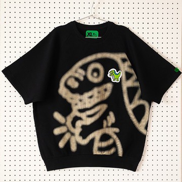 新款朦朧恐龍圓領短袖寬版T恤 2色華夫格 男女中性 春夏
