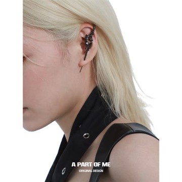 原創蒼月穿刺耳針月亮小眾冷淡耳環耳橋