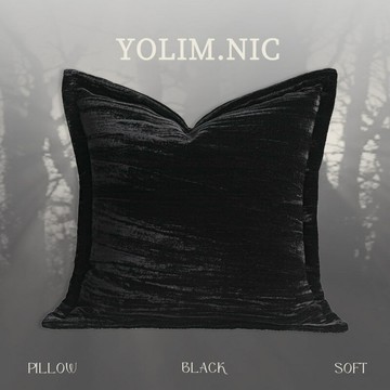 『百貨屋二號』輕奢樣板間別墅高級感奢華絲絨黑色抱枕沙發客廳方枕床上靠墊