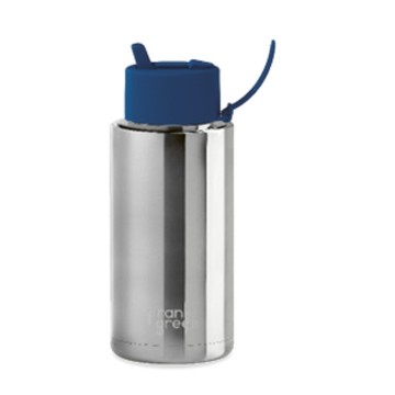 【frank green 台灣】三層真空保溫瓶 1000ml 銀色系列_深藍色蓋